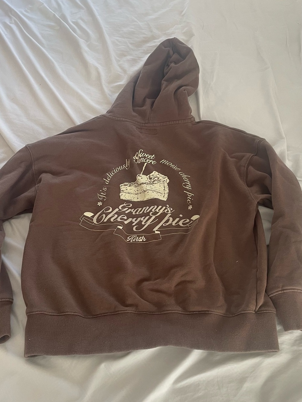 Kirsh "Granny's Cherry Pie" Brown Graphic Hoodie from Korea